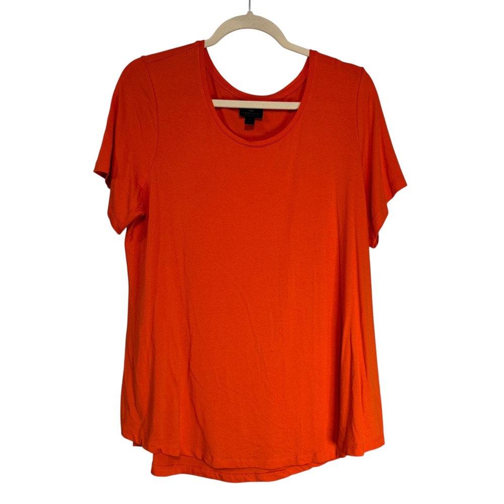 JM Collection Orange Scoop Neck Short Sleeve T-Shirt Plus Size 0X SP22 88144 - Picture 2 of 10
